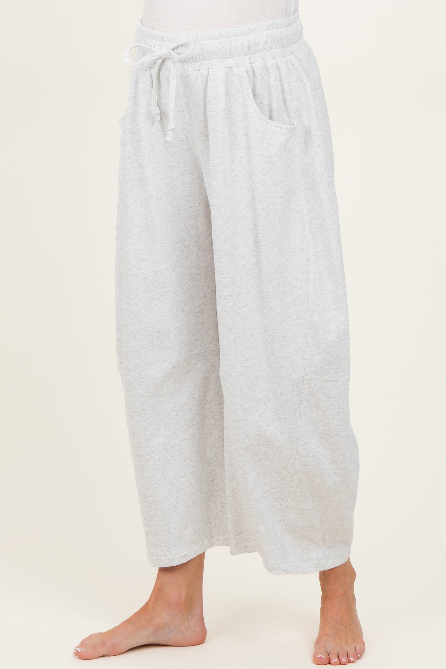 Ivory Barrel Leg Terry Maternity Sweatpants