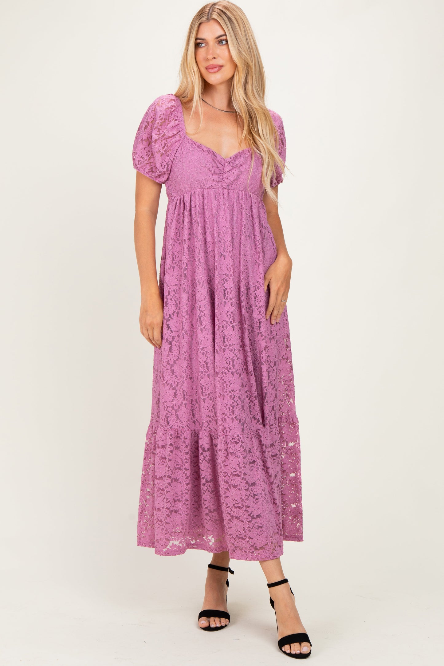 Mauve Lace Maternity Maxi Dress