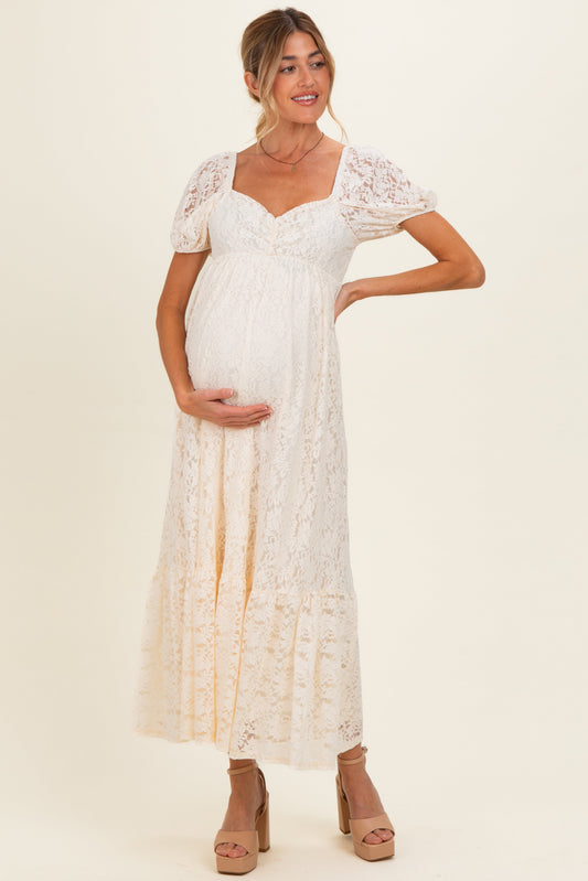 Ivory Lace Maternity Maxi Dress
