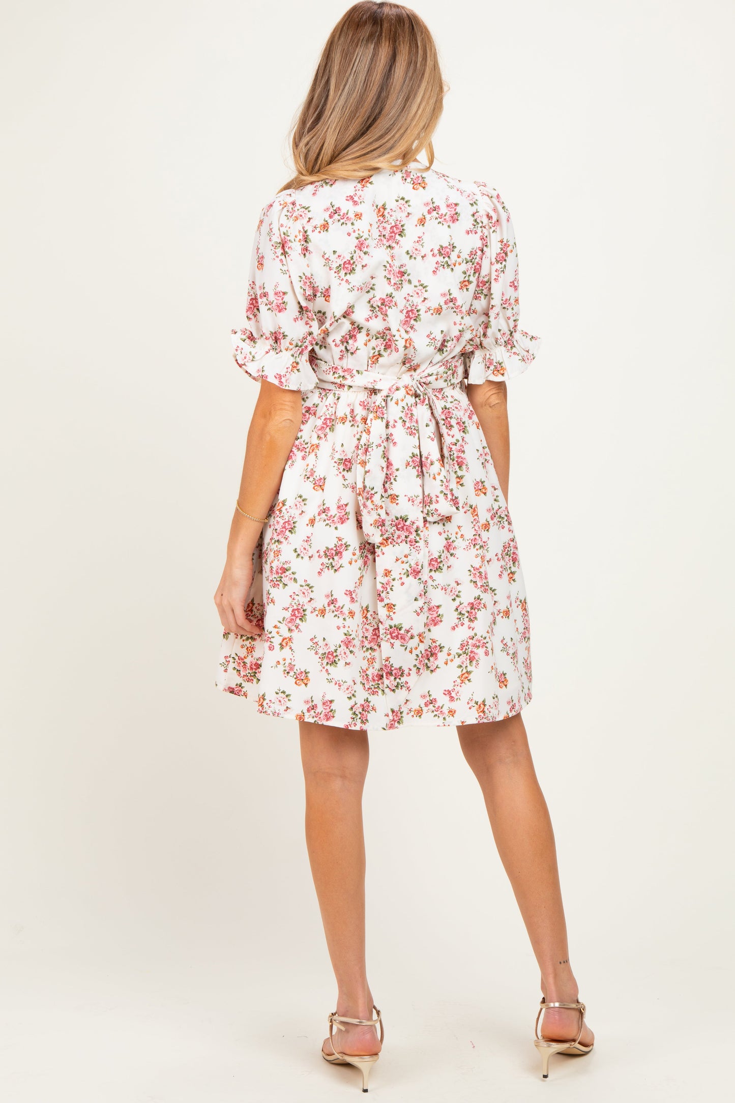 Ivory Rose Floral Maternity Wrap Dress