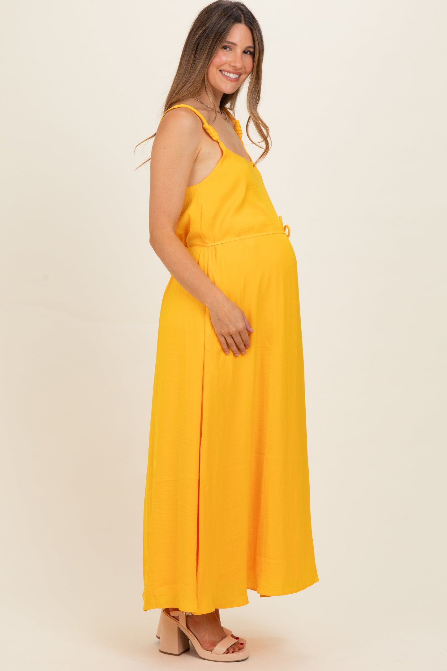Sunflower Sleeveless Flower Belt Maxi Dress