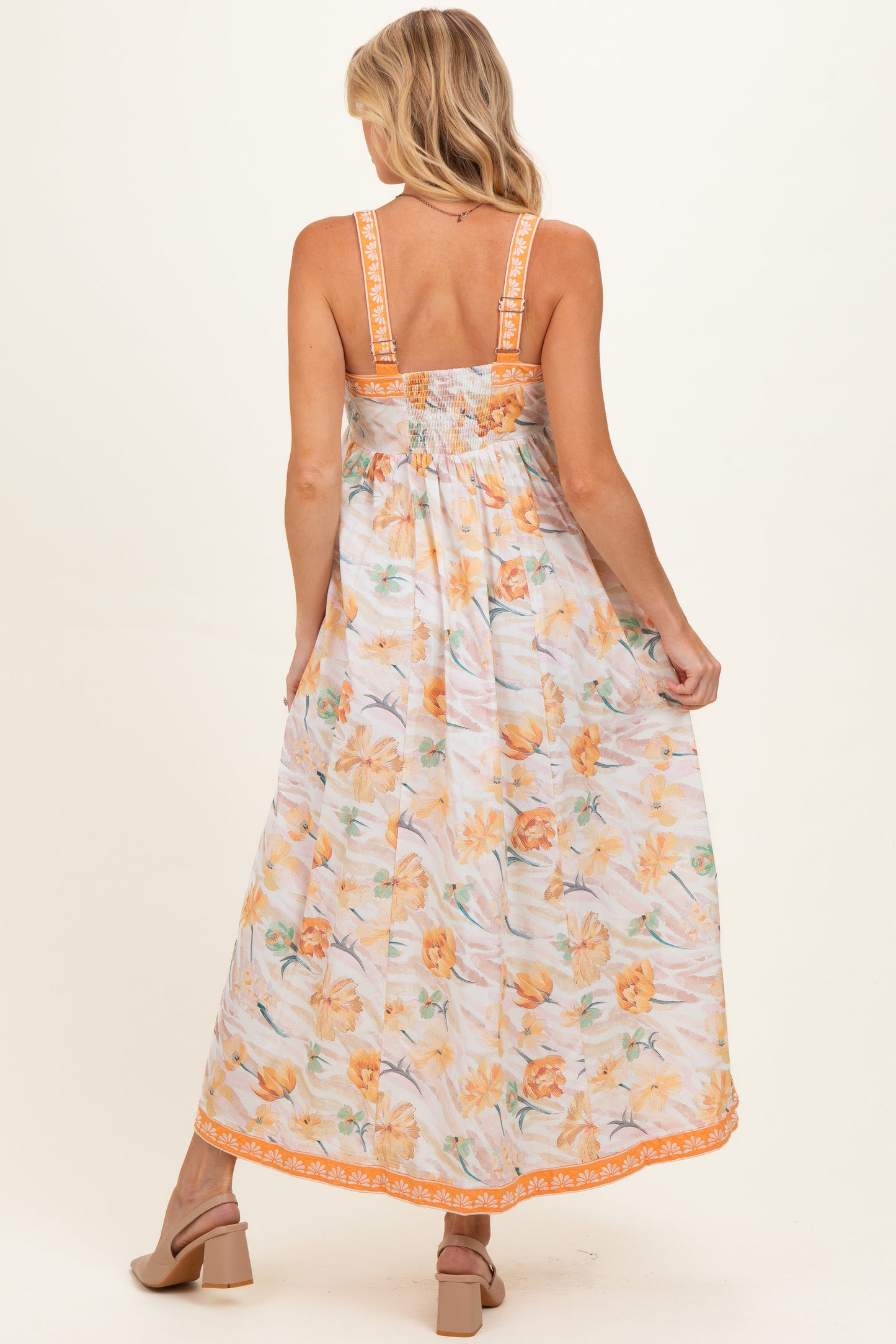 Daffodil Floral Embroidered Maternity Maxi Dress