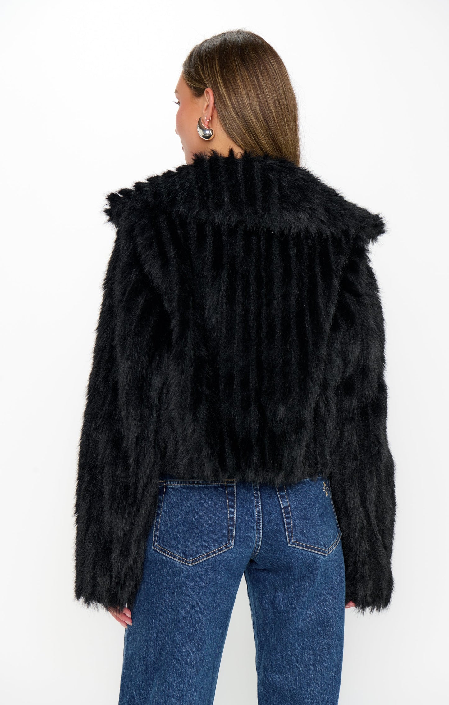 Salt Lake City Cropped Jacket ~ Black Faux Fur