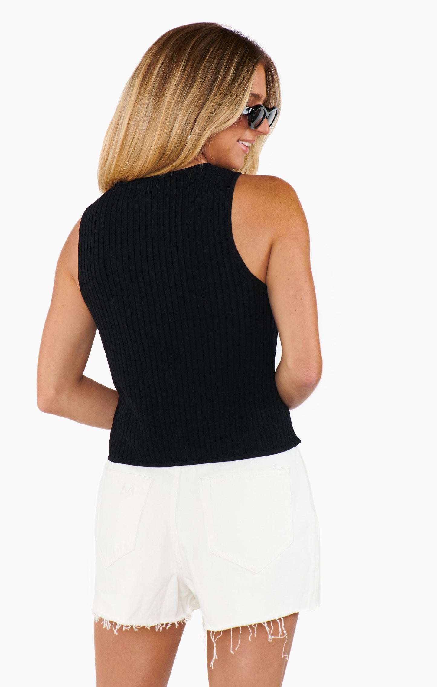 Time Out Tie Top ~ Black Rib Knit