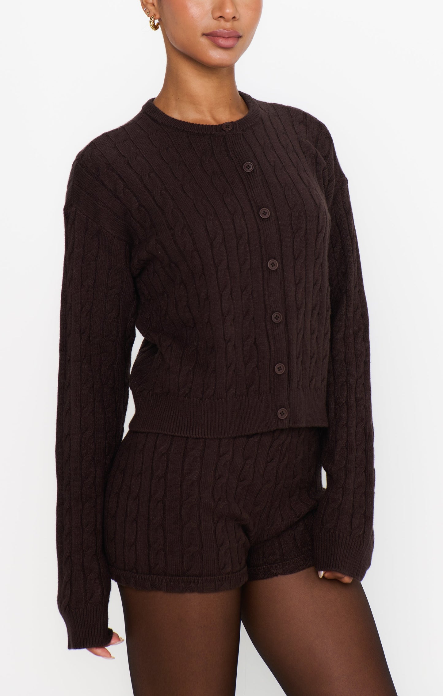 Throw On Shorts ~ Chocolate Cable Knit