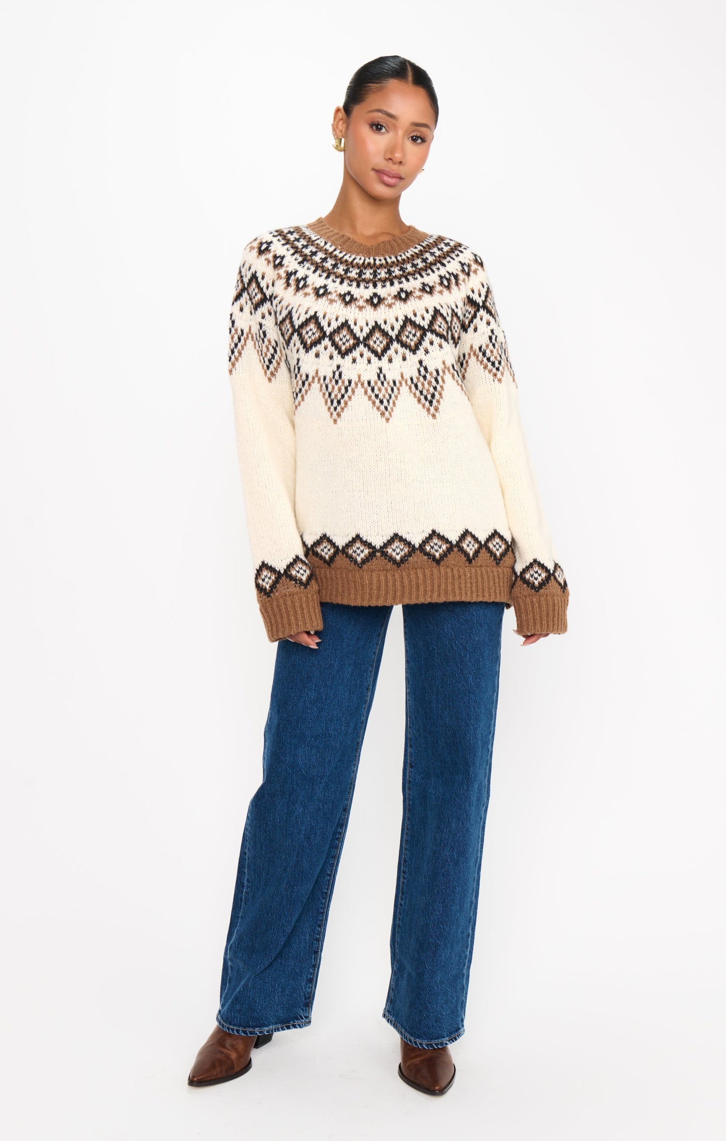 Toasty Sweater ~ Brown Sugar Fair Isle Knit